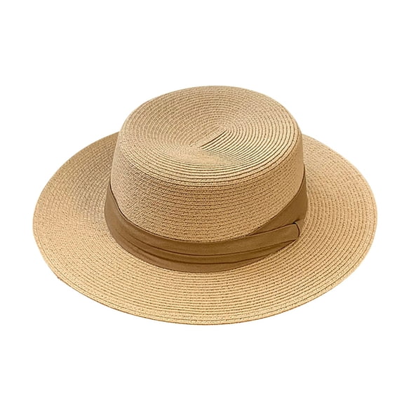 Yajing Sun Hats For Women Women's Summer Sun Shading Hat Woven Hat Beach Sun Hat Versatile Top Hat Beige One Size