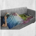 thumbnail image 5 of Princess Soft Flannel Fleece Blanket, Fairy Tale Landscape with Castle Cheery Blooms and Greenland Nature Romance, Cozy Plush for Indoor and Outdoor Use, 60" x 80", Pink Green Blue, by Ambesonne, 5 of 5