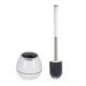 thumbnail image 1 of Toilet brush and holder set, silicone brush bathroom cleaning bowl brush set with tweezers - white, 1 of 4