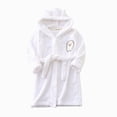 thumbnail image 3 of Boys Girls Kids Robe Hooded Bathrobe Boys Girls Soft Plush Flannel Pajamas with Belt Unisex Solid Color 2T 3T 4T 5T 6T 7T Toddler Winter Clothes for Kids,White,Size 3-4T, 3 of 9