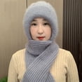 thumbnail image 4 of Idoravan Womens Winter Beanie Hat Scarf Set Winter Women Solid Color Fashion Padded Thickened Hat Scarf Warm Ear Protection Head Warm Wind and Snow Hat Gray, 4 of 5