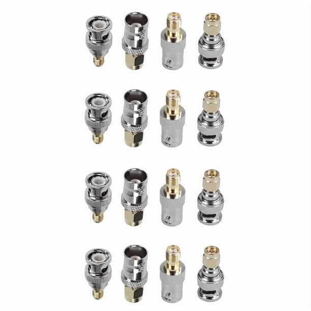 Kits SmA Una BNC Adaptador Coaxial RF Conector Hembra Coaxial Macho 16 Piezas