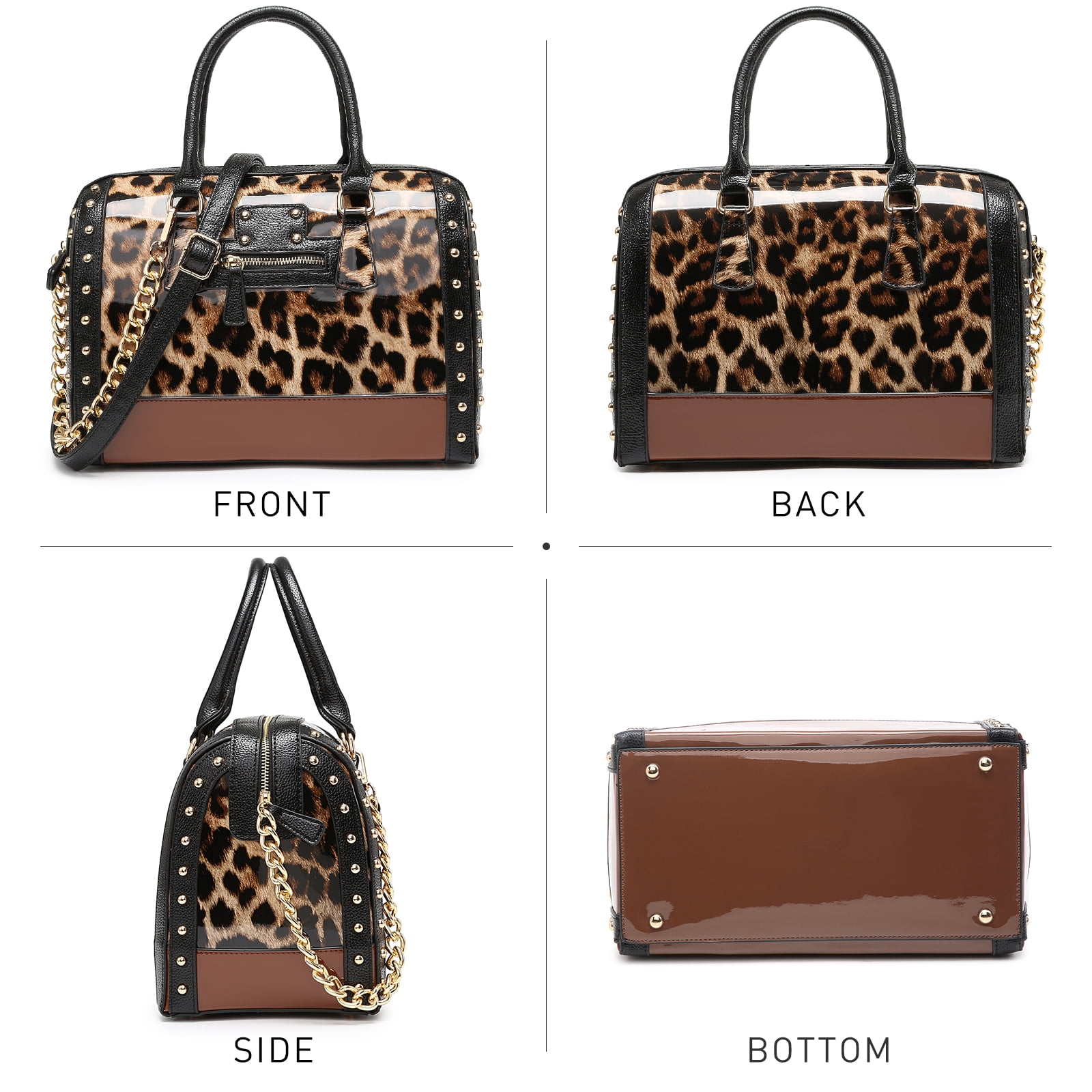 Shiny Patent Faux Leather Handbags Barrel Top Handle Satchel Bag Shoulder Bag for Women