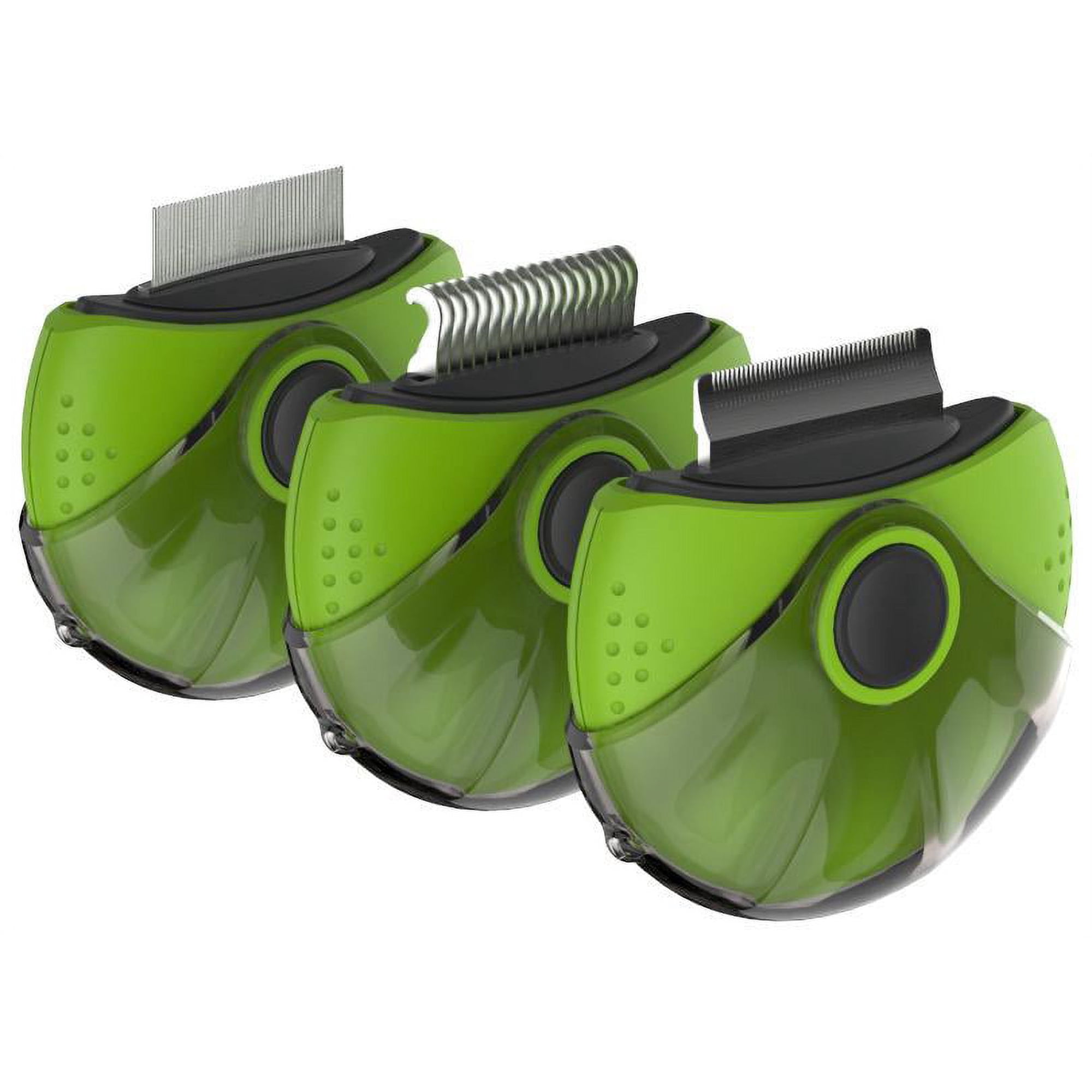 Pet Life 'Axler' Green Triple Rotating Rake Deshedder and Dematting Grooming Pet Comb
