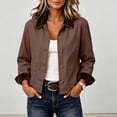 thumbnail image 2 of hlysgo Women's Casual Cropped Jacket Trench Contrast Collar Coat Loose Lightweight Barn 2026 for Spring Fall Jacket Brown,L, 2 of 6