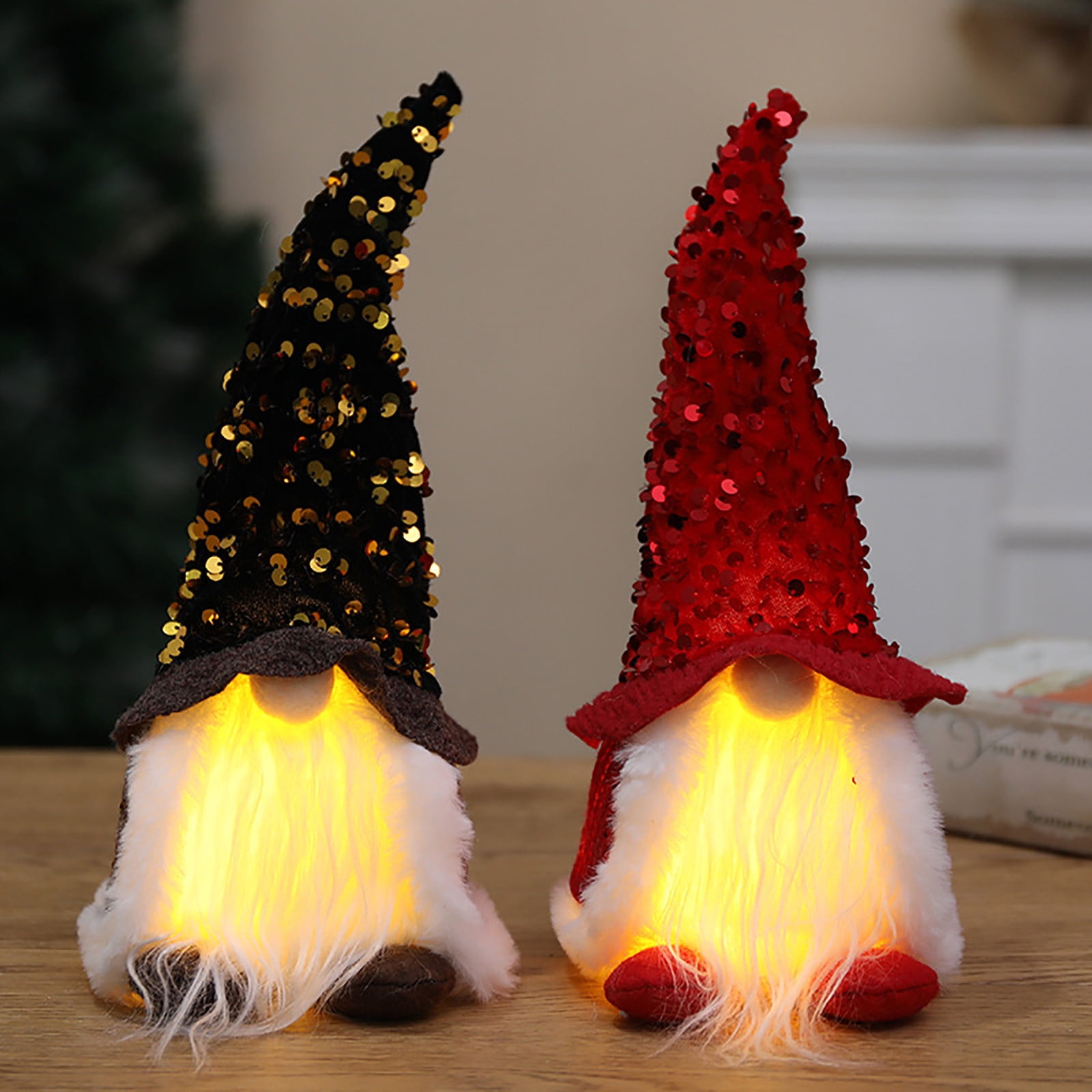 Lingouzi Christmas Gnomes, Faceless Doll with Red and Black Sequin Hat  Vintage Christmas Ornaments 2022, Indoor Gnome Christmas Decorations for  Home