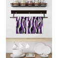thumbnail image 3 of Purple Stripe Kitchen Dish Towels for Drying Dishes Set of 2, Black Grey White Gradient Striped Geometric Waffle Weave Microfiber Hand Tea Bathroom Towels Quick Dry & Absorbent Towel 15.7x23.6, 3 of 7