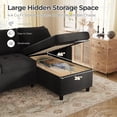 thumbnail image 4 of AECOJOY Canapé-Lit avec Rangement, Sectionnels avec Ports de Recharge USB et Porte-Gobelet, Lin Noir, 4 of 10