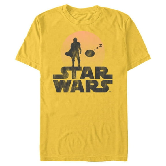 Star Wars The Mandalorian Sleeping Child Silhouette - Short Sleeve Blended T-Shirt for Adults - Customized-Yellow