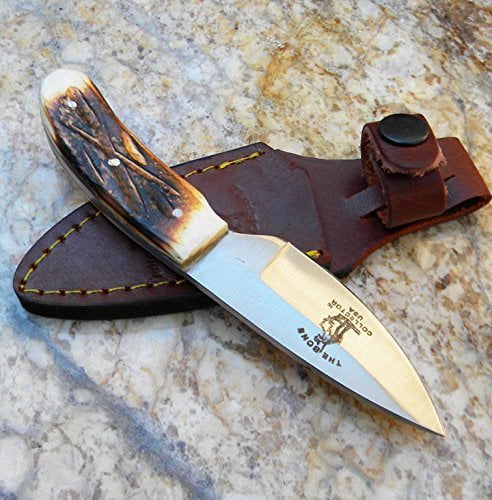 Gut Hook Hunting KnifeWartech 9.5" Green Blade Wood Handle Skinner Sheath 