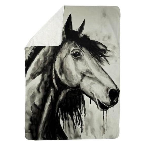 Begin Home Decor 5545-6080-AN492 60 x 80 in. Spirit Horse-Sherpa Fleece Blanket