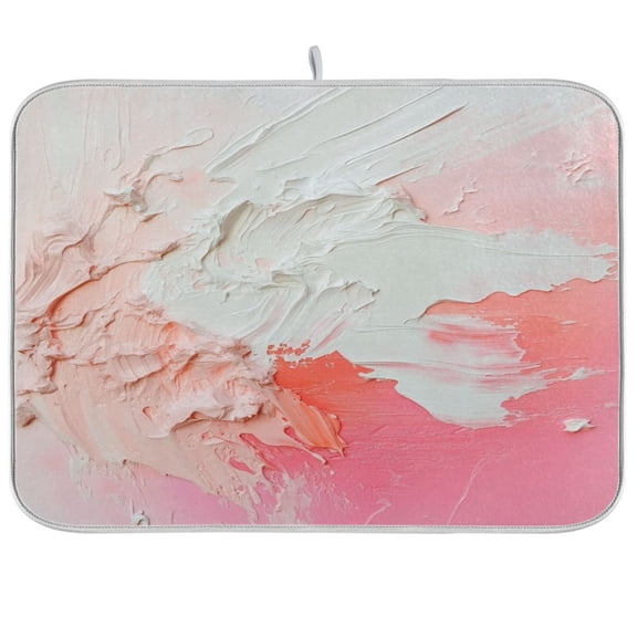qxltty Pinkish-white Impact Kitchen Drying Mat Extremely Absorbent Microfiber Dish Mats for Plates Cutlery Pots and Pans 16×18in