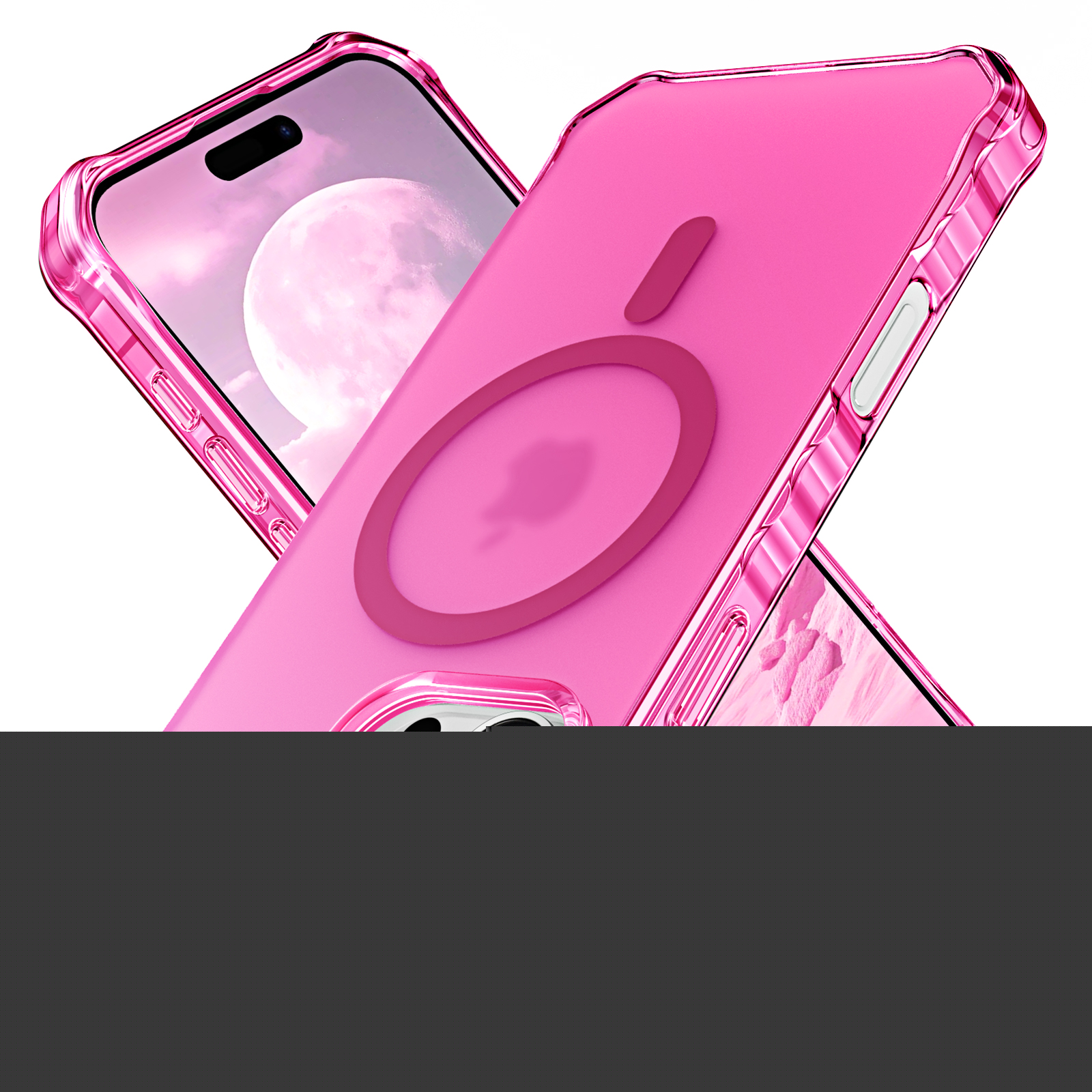 TECH CIRCLE for iPhone 17 Pro Max Magnetic PC TPU Case,Drop Protection[Cute Curly Wave Frame Shape] Slim Translucent Matte Shockproof Cover Compatible with MagSafe for Women Men,Rose