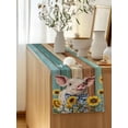 thumbnail image 5 of Table Runner 60 Inches Long for Kitchen Dining, Cute Pig Dresser Scarf Farmhouse, Dining Table Decorations for Wedding/Parties, Yellow Sunflowers Teal Brown Wooden Vintage Art 13 x 60 In, 5 of 8