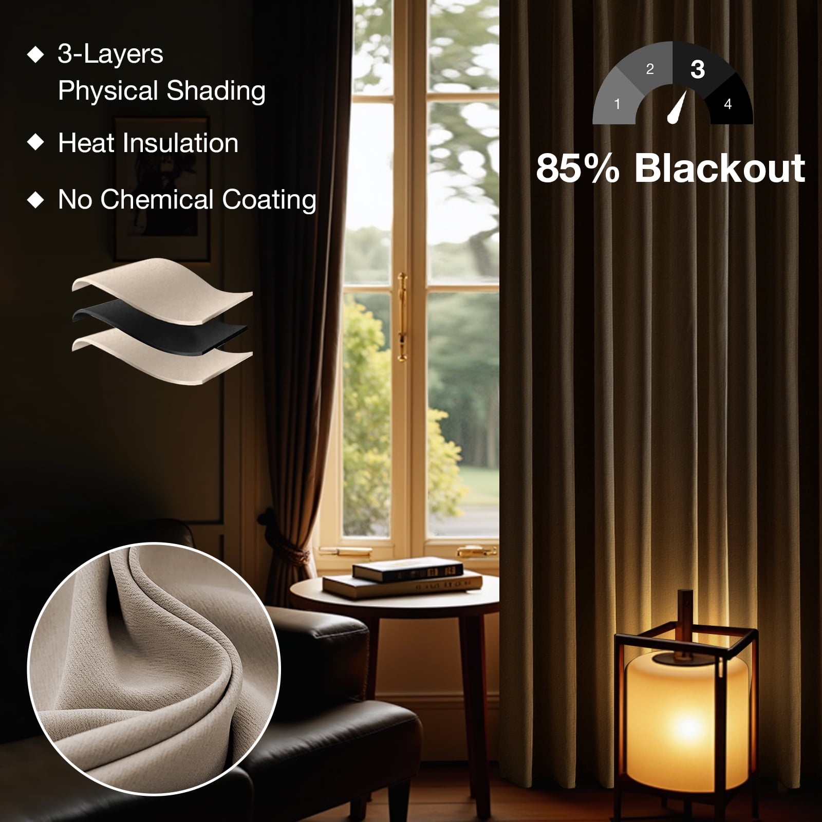 DONGPAI Room Divider Curtains Blackout Privacy Curtain Flexible Ceiling Track Thermal Insulated Noise Reduction Curtains for Living Room Bedroom Partition Separator, 1 Panel, Khaki, 100"x 96"