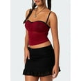 thumbnail image 4 of Cenuakty Women Patchwork Mesh Camisoles Ruched Spaghetti Straps Sleeveless Backless Tank Tops Summer Vests Streetwear, 4 of 7