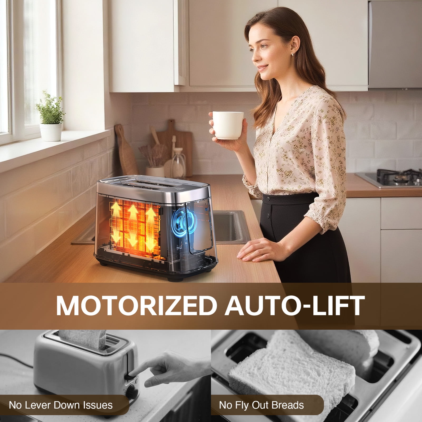 Mecity Touch Screen Toaster with Automatic Lift & Keep Warm – 2 Slice Smart Toaster, 5 Browning Levels, 8 Bread Programs, Luxury Stainless Steel Design, 1200W, Metallic Grey