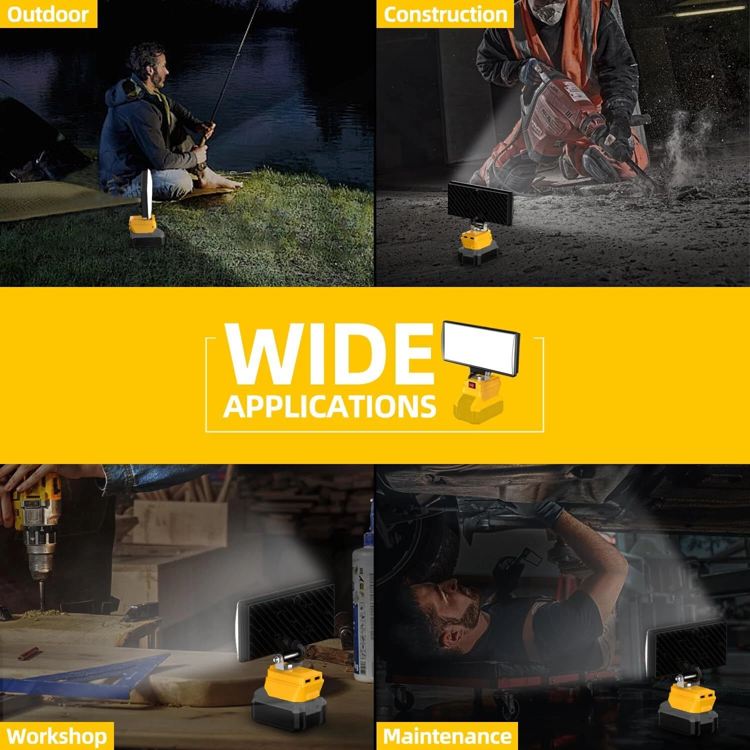 90W LED Work Light for Dewalt 20V Battery Flood Light Camping Lamp Spotlight