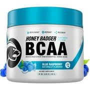 Honey Badger BCAA Amino Acids Powder | Vegan Keto Blue Raspberry BCAAs + EAA for Men & Women | Electrolytes for Hydration & Post-Workout Recovery | Sugar Free & Paleo | 30 Servings…