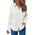 thumbnail image 2 of Womens Long Sleeve Shirts Collared Solid Color Button Down Dressy 2026 Tops Spring Fashion Business Casual Blouses, 2 of 4