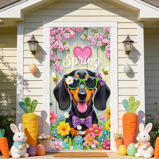 Weloille Housse de Porte Motif de Pâques 2,92 X 5,92 Pi, Rideau de Porte en Polyester à Imprimé Vif, Lavable et Réutilisable, Déco des Fêtes pour la Maison, l'Entrée, Fête, Célébration de Pâques et Décoration Murale