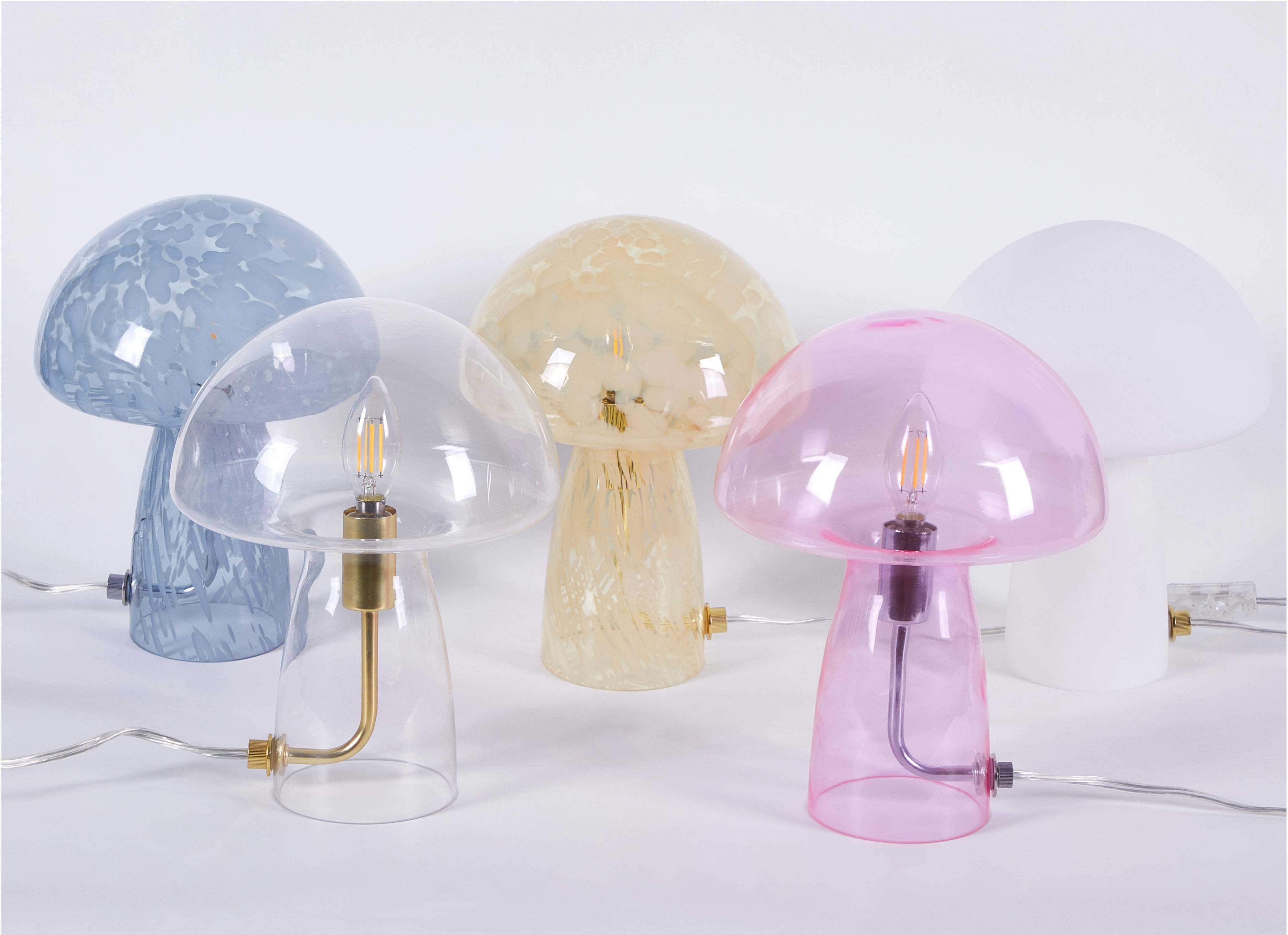 Urban Shop Novelty Glass Mushroom Lamp, Hot Pink, 12" H, Plug-in