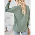 thumbnail image 2 of SHIBEVER Women Tops Fall Casual Loose Fit Long Sleeves Blouses Fashion Dressy V Neck Soild Green Shirts for Women Clothes Size XL, 2 of 5