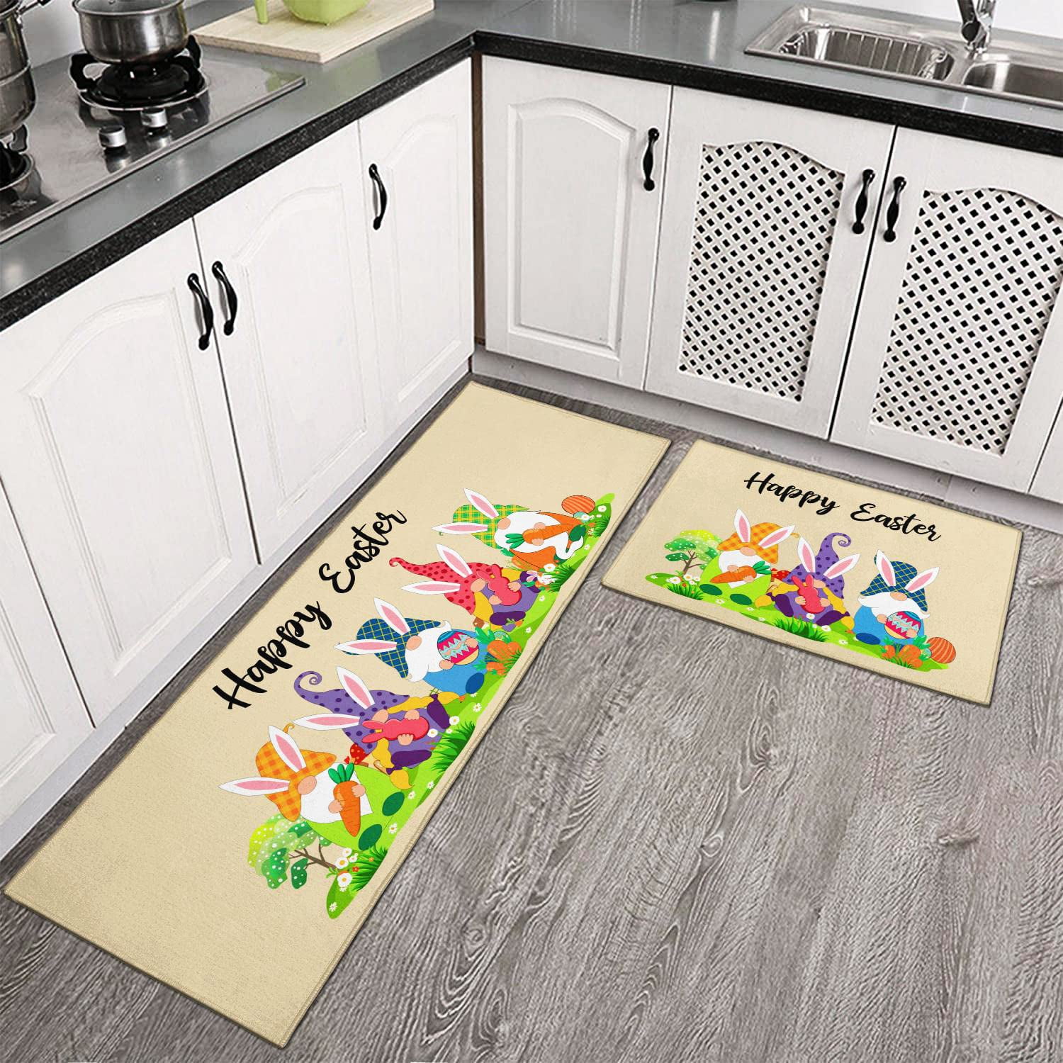 Easter Rugs for Kitchen Easter Kitchen Rug Easter Kitchen Mat Happy Easter Rabbits Decorative Home Seasonal Spring Easter Holiday