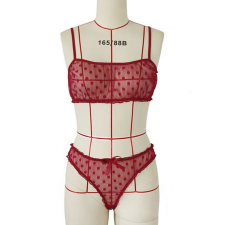 

B91xZ Lingerie For Women Lingerie Sleepwear Set Women Black Underpants Bra Mesh Bowknot Negligees for Women Two Piece Robe XL