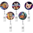 thumbnail image 1 of LAICAIW Space Cat Porte-Badge Rétractable avec Pince Crocodile, Multicolore, Lot de 5, 1 of 6