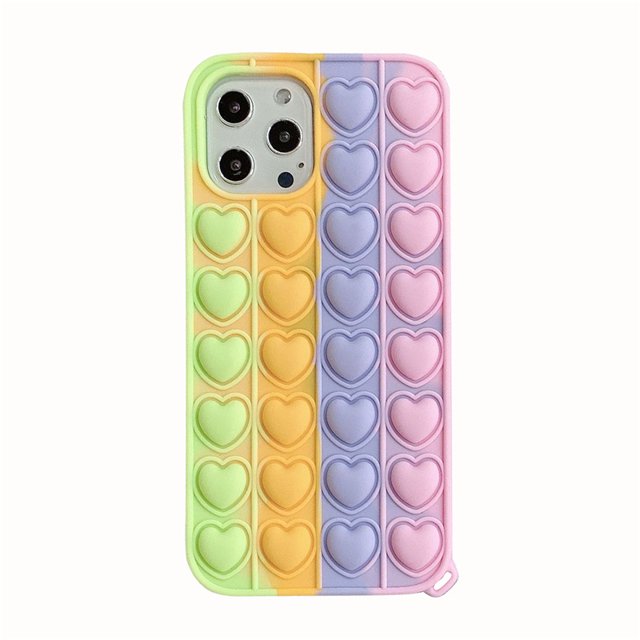 Fidget Toys Phone Case, Pop It Phone Case,Silicone Soft Protective Case,Pressure & Anxiety Relief Sensory Gadget Mobile Phone Protective Shell(iPhone 12Mini) Purple