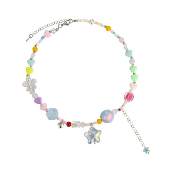 Bohemian Beaded Heart Star Necklace Colored Seed Bead High-Grade Necklace
