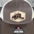 thumbnail image 2 of Semi Truck Hat, Leather Patch Trucker Hat, Richardson 112 Cap for Drivers, Big Rig Hat, Gift for Truckers, 2 of 5