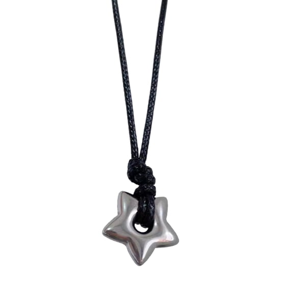 Fogun Vintage Hollow Star Pendant Necklace for Women Men Fashion Wax Rope Collarbone Chain Aesthetic Jewelry Accessories