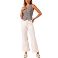 thumbnail image 2 of Chaleco sin mangas de botón y cuello en V para mujer INSPIRE CHIC, color gris oscuro, talla L, 2 of 6
