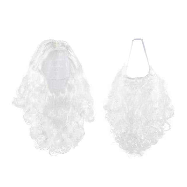 Sonducket Barba y peluca modernas de Papá Noel de 2pcs PE fijadas para ocasiones festivas Barbas y pelucas de Papá Noel Disfraces de disfraces