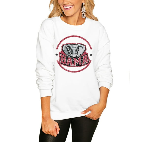 Women's Gameday Couture White Alabama Crimson Tide End Zone Oversized Sweatshirt