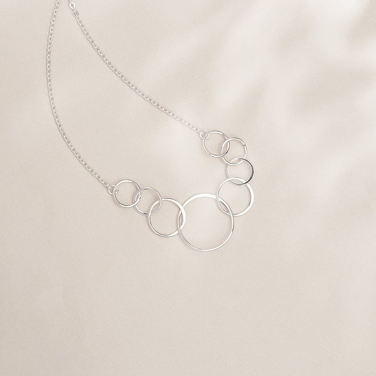 100th Birthday Gift Necklace: Birthday Present, Jewelry Gift for Her, Mom, Grandma, Great Grandma, Aunt, Friend, 2 Interlocking Circles, Silver