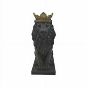 Comfy Hour Wildlife Collection 15" Lion Figurine, King of Forest Statue Sculpture, Home Decoration, Black & Gold, Resin Stone