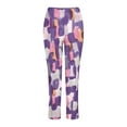 thumbnail image 4 of Lindreshi Capri Pants for Women Clearance Women's Casual Pocket Slim High Elastic Waist Print Sports Cotton And Linen Pants, 4 of 5