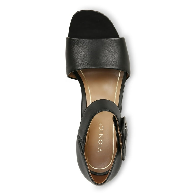 Vionic Women's Chardonnay Sandal Black Leather 9.5W - Walmart.com