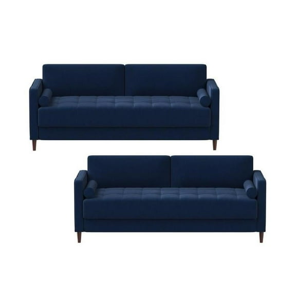 Home Square 2 Piece Transitional Fabric Upholstery Sofa Set in Navy Blue