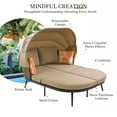 thumbnail image 4 of Segmart 74.8" L Patio Daybed with Retractable Canopy, Outdoor Rattan PE Wicker Back Loveseat Sofa Set with Throw Pillows and Cushions for Backyard, Poolside, Garden, Brown, 4 of 8