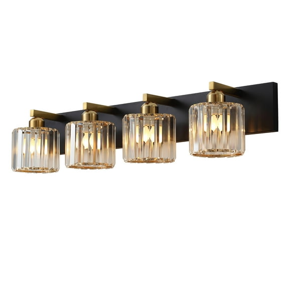 Aiwen 4-Light Vanity Light Crystal Light Fixture Gold Modern Home Wall Mount Lamp