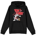 thumbnail image 5 of Tom & Jerry Characters with Hearts and Title Logo Women's Black Graphic Hoodie-5XL, 5 of 7