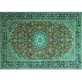 thumbnail image 1 of Ahgly Company Indoor Rectangle Medallion Turquoise Blue Traditional Area Rugs, 7' x 9', 1 of 4