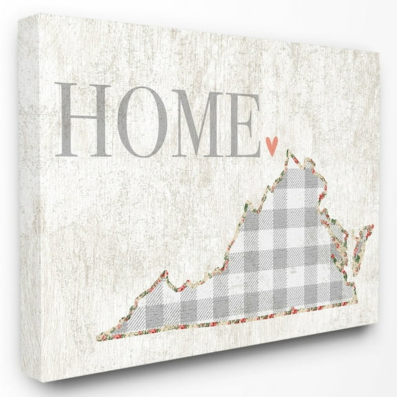 The Stupell Home Decor Collection Gingham Virginia Heart and Home Wall Art