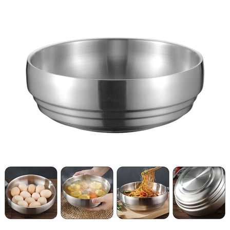 STOBOK Large Soup Bowl Stainless Steel Silver 1Set