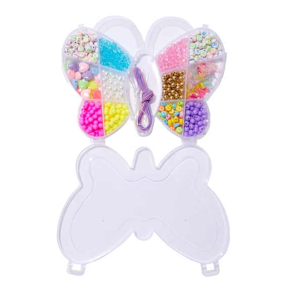Claire's Children's Rainbow Bead Bracelet & Necklace Making Kit in Butterfly Case