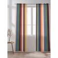 thumbnail image 2 of Vintage Color Stripes Sheer Curtains 96 Inch Long 2 Panels, Orange Green Blue Striped Retro Line Light Filtering Rod Pocket Semi Sheer Curtains, Sheer Voile Drapes for Living Room Bedroom, 52"x96", 2 of 5
